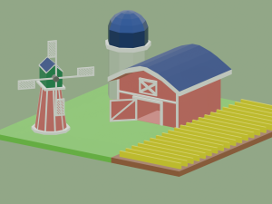 low poly farm Model 3D