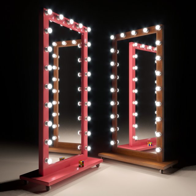 large mirror with bulbs for home beauty salon or sales area 3D 모델 .c4d .max .obj .3ds .fbx .stl .blend 