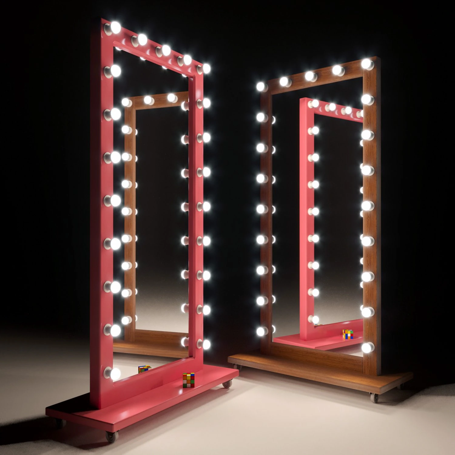 large mirror with bulbs for home beauty salon or sales area 3D Model .c4d .max .obj .3ds .fbx .stl .blend 