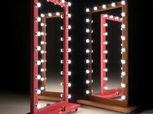 large mirror with bulbs for home beauty salon or sales area 3D Model