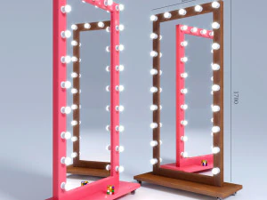 large mirror with bulbs for home beauty salon or sales area 3D Model