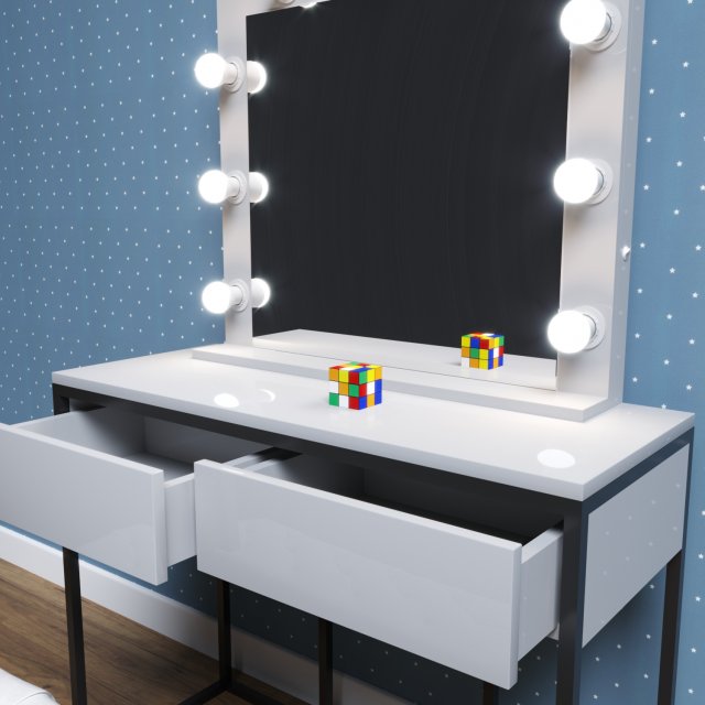 makeup mirror and table 3D 模型 .c4d .max .obj .3ds .fbx .stl .blend 