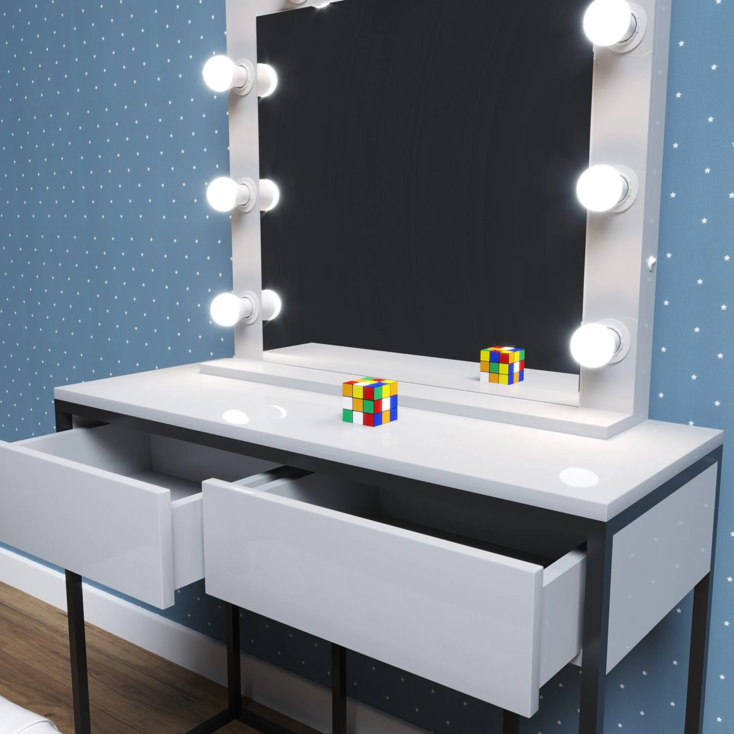 makeup mirror and table 3D Model .c4d .max .obj .3ds .fbx .stl .blend 