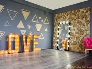 large decorative letters love with bulbs wood letters 3D Model