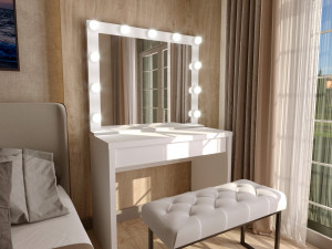 dressing table with makeup mirror and ottoman home makeup mirror 3D 模型
