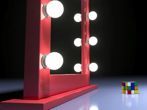 beautiful makeup table with mirror and high chair visage mirror 3D Model