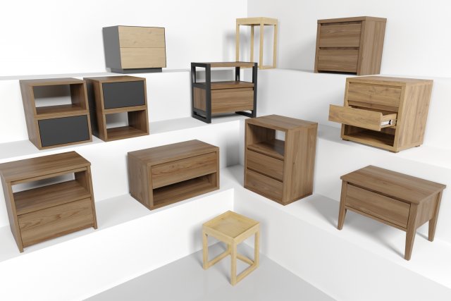 set of 10 different bedside tables bedside table Modelo 3D .c4d .max .obj .3ds .fbx .stl .blend 