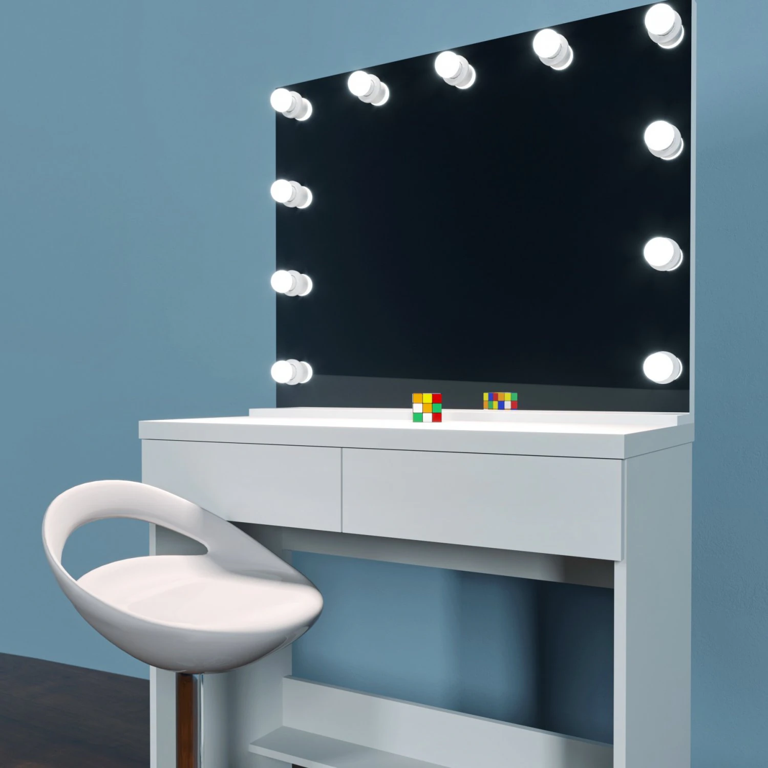 makeup table with high chair and makeup mirror 3D Model .c4d .max .obj .3ds .fbx .stl .blend 