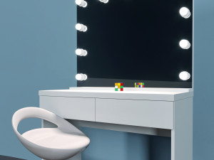 makeup table with high chair and makeup mirror 3D 模型