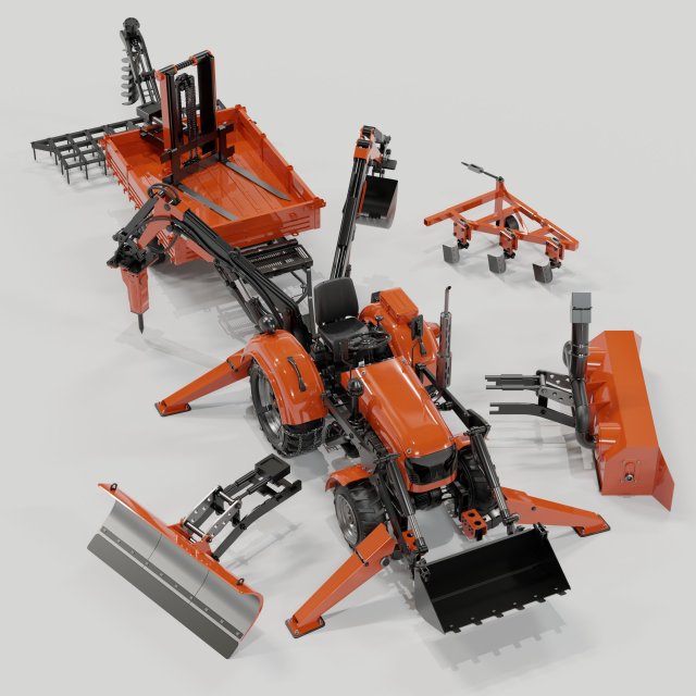 Mini tractor 3Dモデル .c4d .max .obj .3ds .fbx .stl .blend 