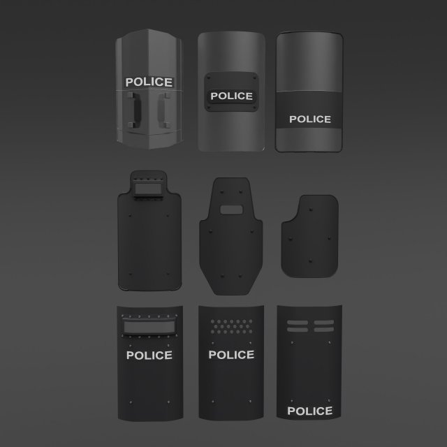Police Shield 3D Model .c4d .max .obj .3ds .fbx .lwo .lw .lws