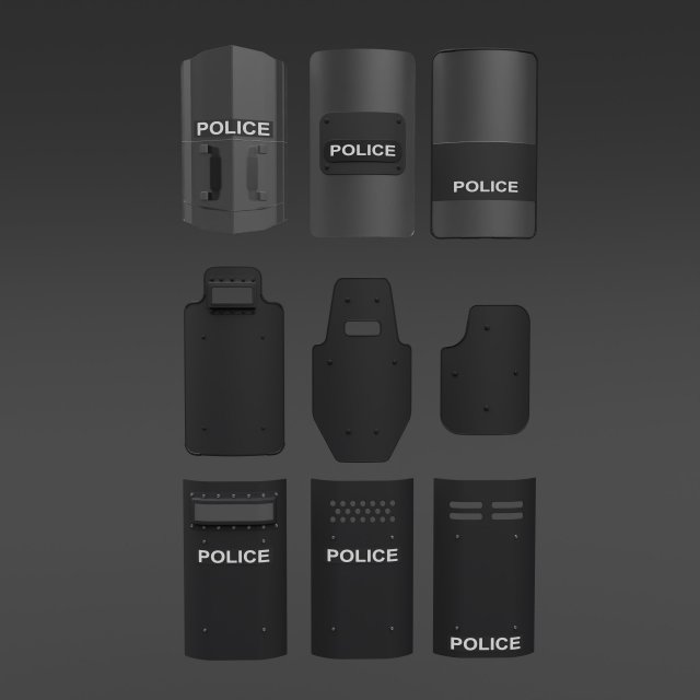 Police Shield 3D Модель .c4d .max .obj .3ds .fbx .stl .blend 