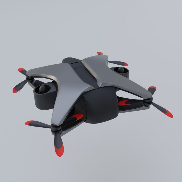 Drone 6x 3D Model .c4d .max .obj .3ds .fbx .lwo .lw .lws