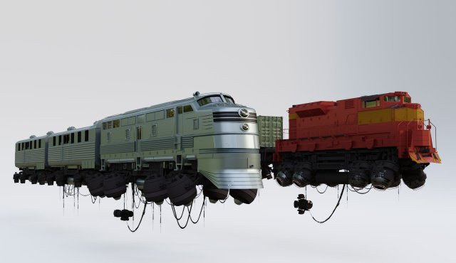 Levitating trains Model 3D .c4d .max .obj .3ds .fbx .stl .blend 