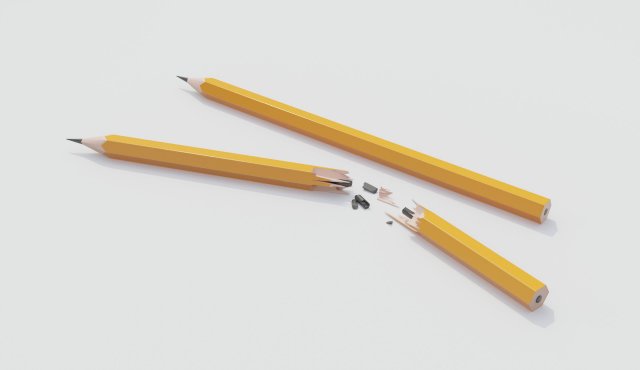 Broken Pencil Model 3D .c4d .max .obj .3ds .fbx .stl .blend 