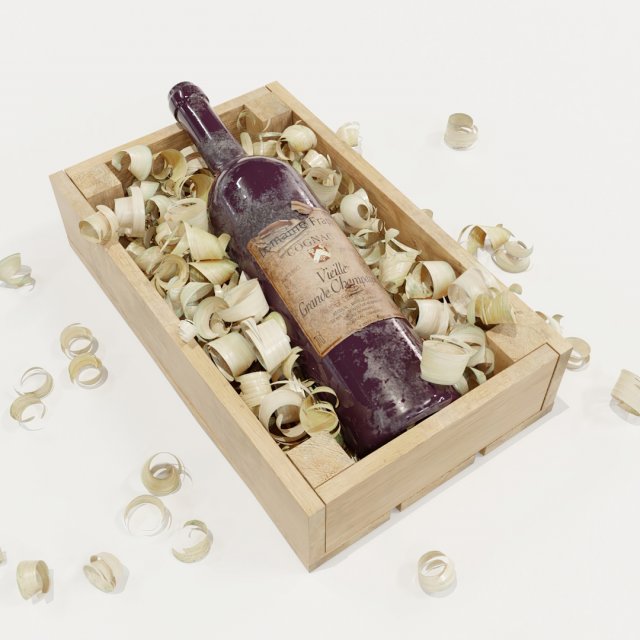 A bottle in shavings 3D Model .c4d .max .obj .3ds .fbx .lwo .lw .lws