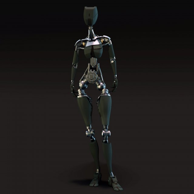 ROBOT Girl 3D Model .c4d .max .obj .3ds .fbx .stl .blend 