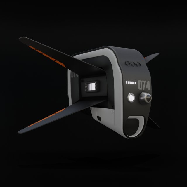 Winged Drone 3D Model .c4d .max .obj .3ds .fbx .stl .blend 