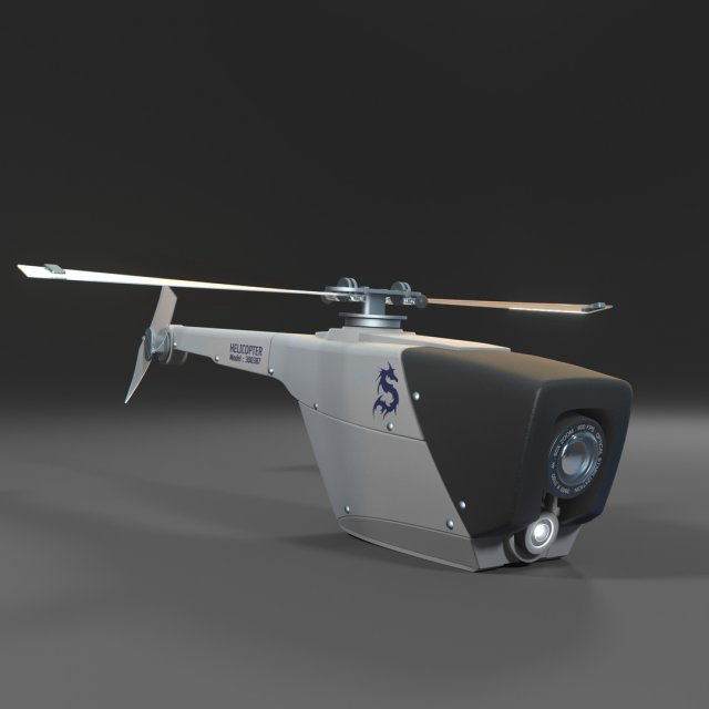 Drone helicopter 3D Model .c4d .max .obj .3ds .fbx .lwo .lw .lws