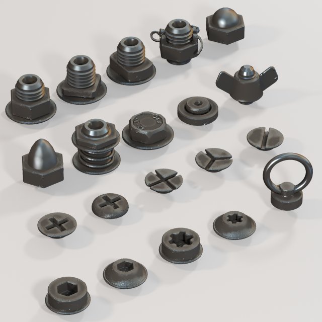 Bolts and nuts Modello 3D .c4d .max .obj .3ds .fbx .stl .blend 