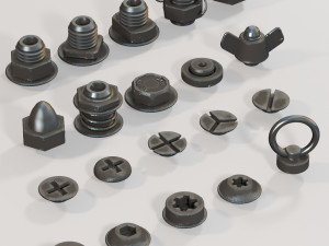 Bolts and nuts 3D Model