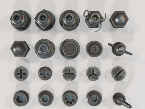 Bolts and nuts Modello 3D