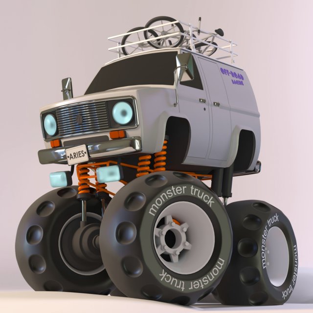Monster truck 3D Model .c4d .max .obj .3ds .fbx .stl .blend 