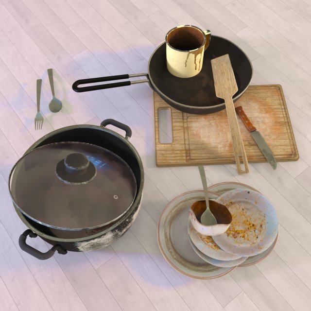 Dishes old 3D Model .c4d .max .obj .3ds .fbx .lwo .lw .lws