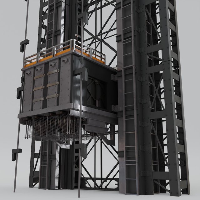 Freight Elevator 3D Model .c4d .max .obj .3ds .fbx .stl .blend 