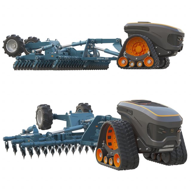 Autonomous Tractor Model 3D .c4d .max .obj .3ds .fbx .stl .blend 