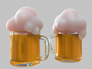 Beer in a mug Modello 3D