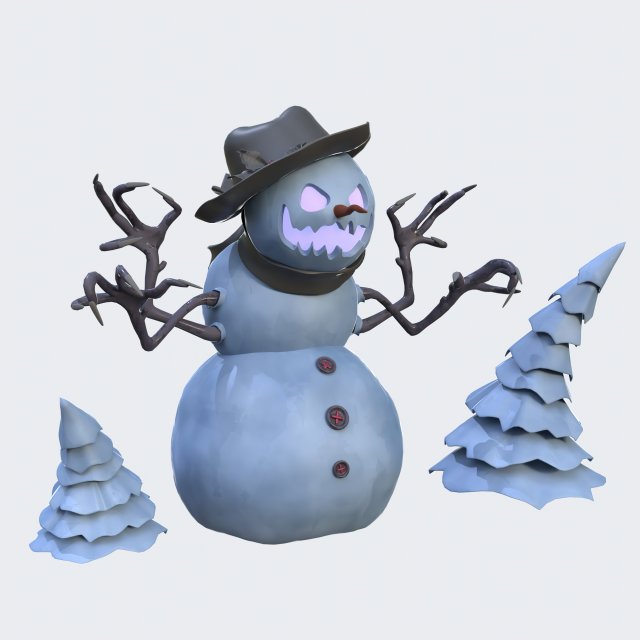 Angry Snowman 3D 模型 .c4d .max .obj .3ds .fbx .stl .blend 