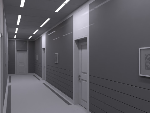 Corridor is white 3D Model