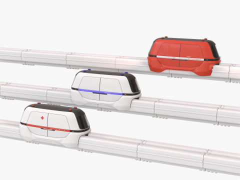 Wagons on rails 3D 모델