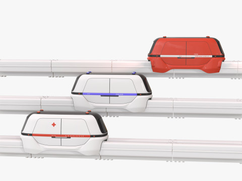 Wagons on rails 3D 모델