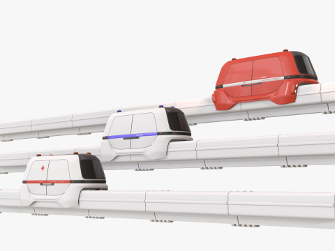 Wagons on rails 3D 모델