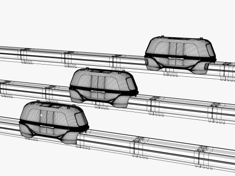 Wagons on rails 3D 모델