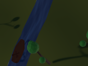 3d landscape with house trees river and boat Model 3D