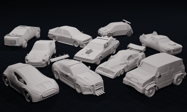 toon low poly cars package Modello 3D .c4d .max .obj .3ds .fbx .stl .blend 