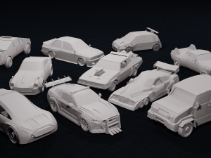 toon low poly cars package 3D Model