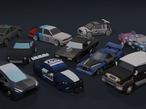 toon low poly cars package Modello 3D