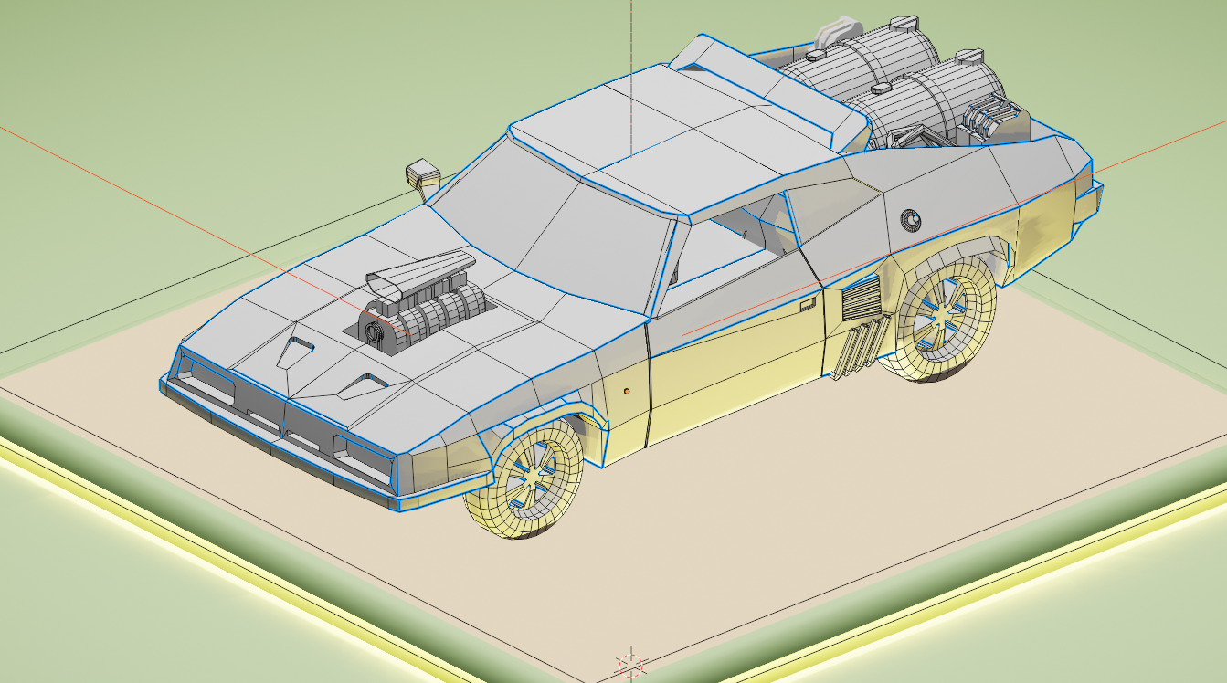 Чертеж low poly машины