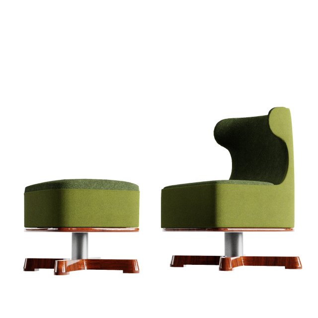 armchair with footstool Modelo 3D .c4d .max .obj .3ds .fbx .stl .blend 