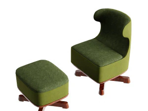armchair with footstool 3D Model