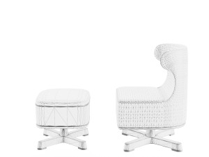 armchair with footstool Modelo 3D