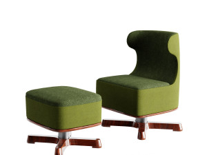 armchair with footstool Modelo 3D