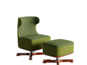 armchair with footstool 3D Model