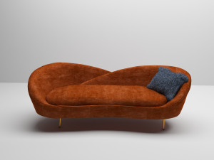 velvet double sofa 3D 模型