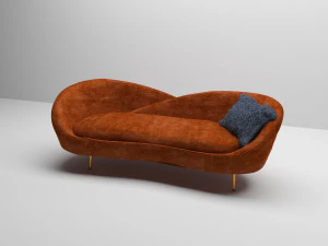 velvet double sofa 3D Model