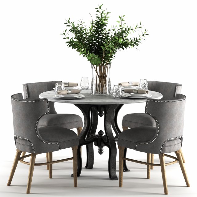 modern round dining table and chair 3D Modell .c4d .max .obj .3ds .fbx .stl .blend 